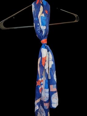 Blue Patriotic Print Scarf - Unbranded